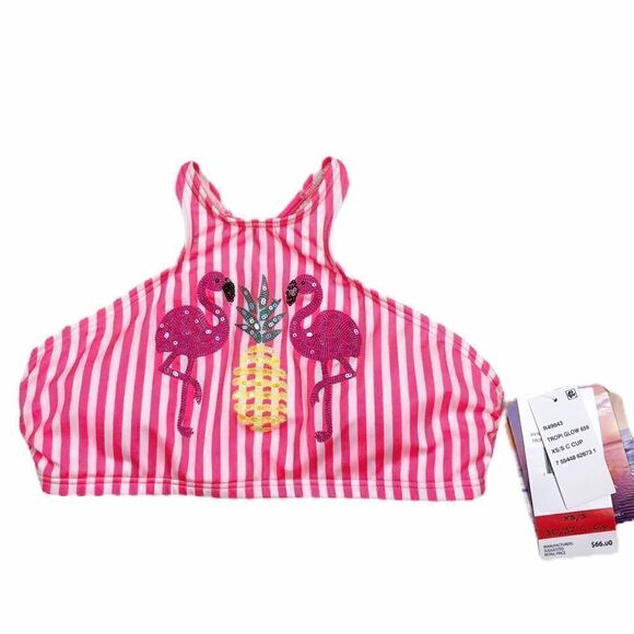 Coco Rave Pink Flamingo Bikini Top XS / S - Picture 3 of 6